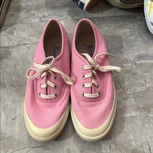 Keds Pink and Cream Canvas Sneakers Classic Lace-Up